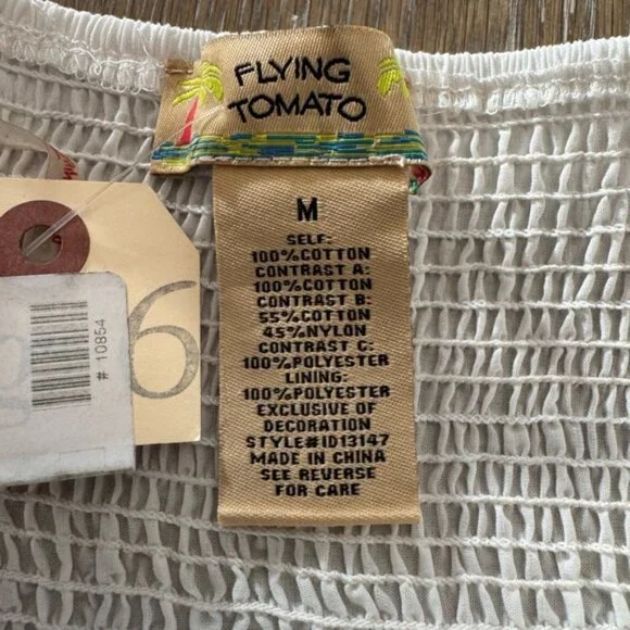 Flying Tomato white 100% cotton scalloped edge spaghetti strap mini dress m, nwt - Picture 4 of 5